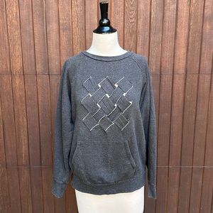 Vans heather grey crew neck sweatshirt with woven detail size XL